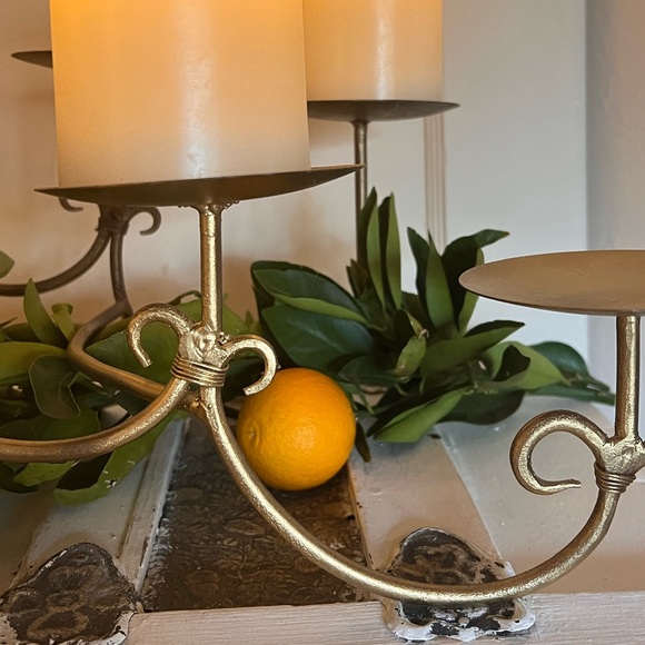 Rustic Iron Scroll 9 Pillar Candle Holder - Picture 4 of 6